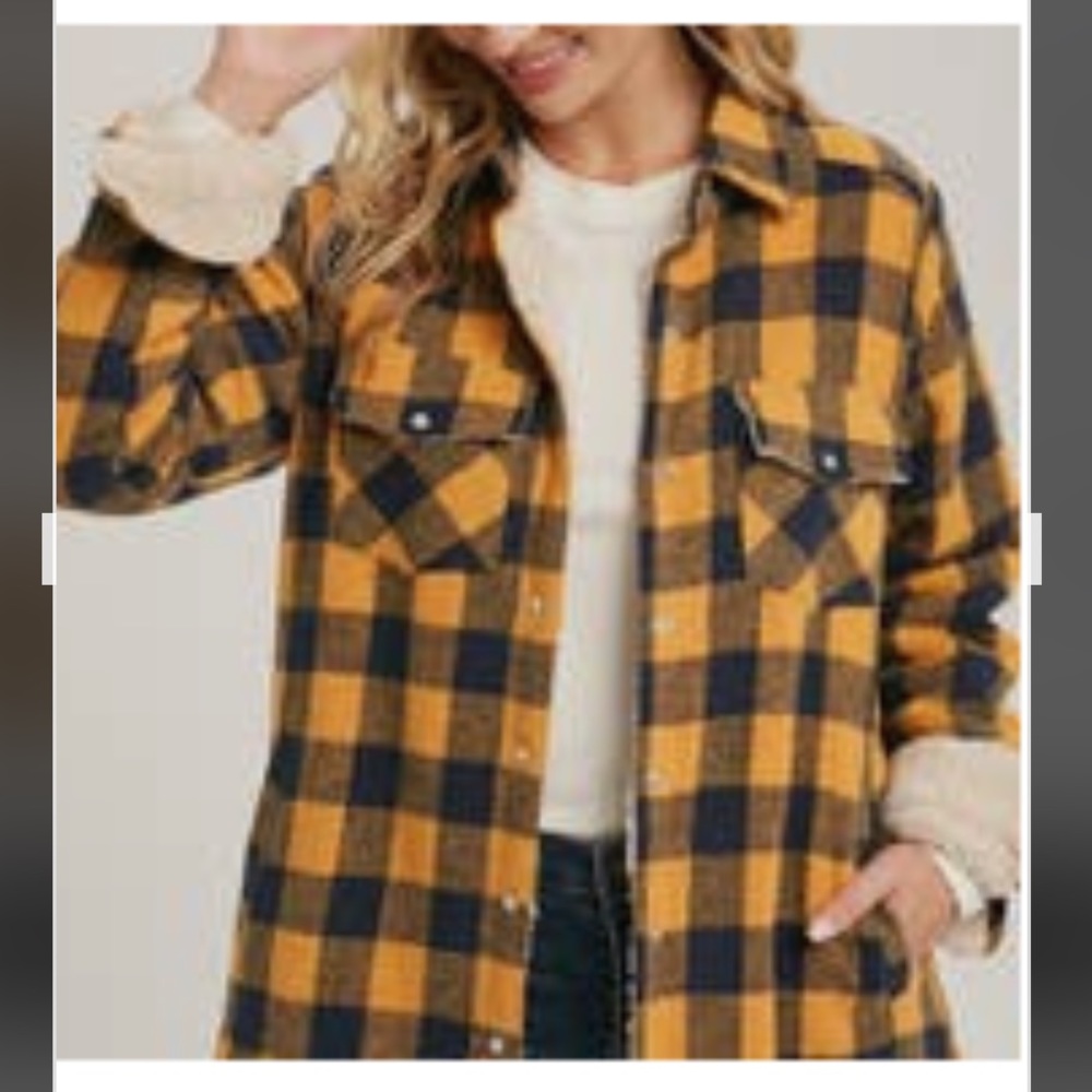 Navy and Gold Plaid Shacket